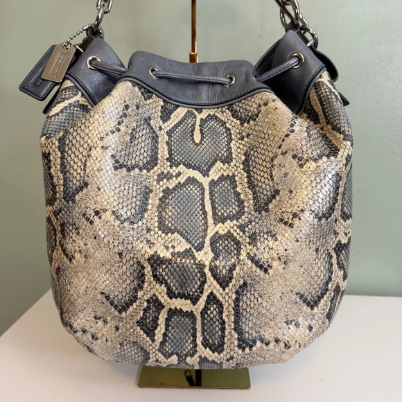Coach Madison Python Embossed Marielle Leather Purse Snakeskin Shoulder Tote Bag - Picture 7 of 13